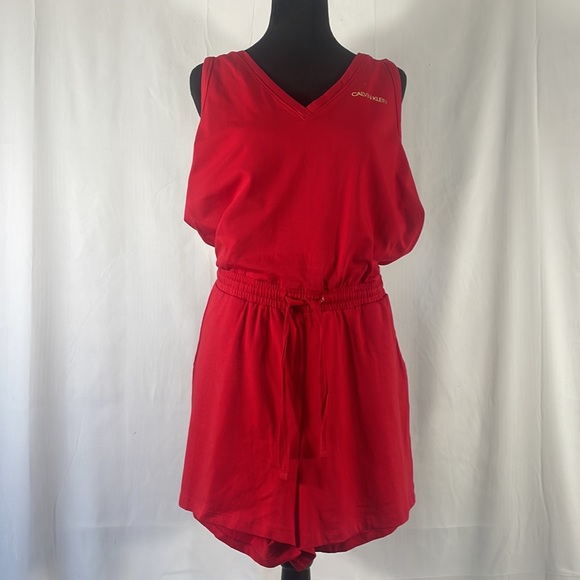 Calvin Klein red,sleeveless,jumper, shorts,V neck,Elastic, tie waist,New - Picture 14 of 14